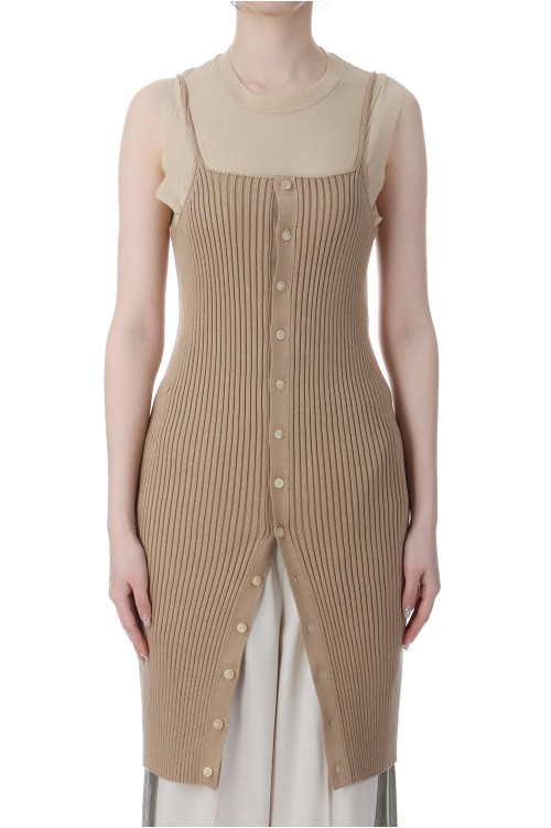 【AURALEE】COTTON SILK RIB KNIT MINI DRESS Cotton Silk Rib Mini Dress in Black