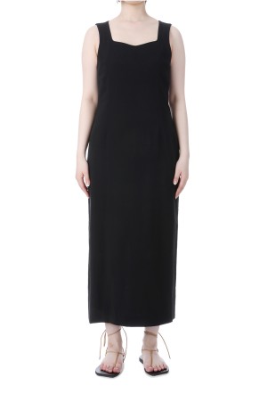 HARD TWIST COTTON LINEN GABARDINE DRESS - BLACK (A25SD01LG)