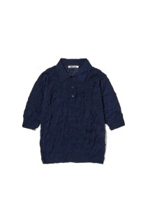 WRINKLED WOOL POLYESTER HIGH GAUGE KNIT POLO - IVORY WHITE (A25SP03MS)