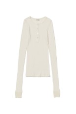 COTTON SLUB RAYON PLAITING HALF ZIP TEE - BLACK (A25ST03VP