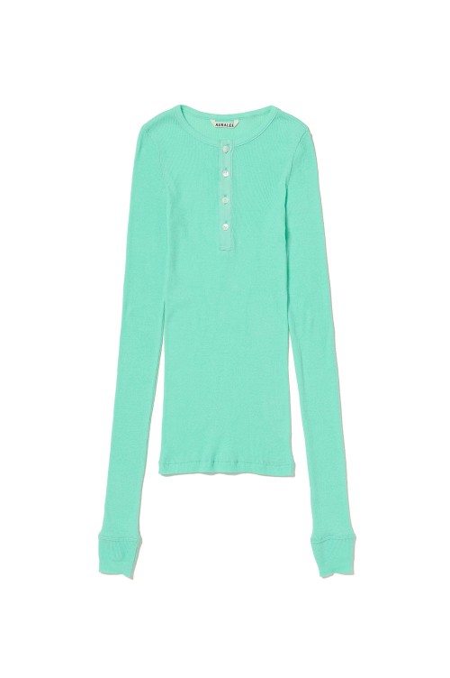 ORGANIC SOFT RIB HENLY NECK P/O - AQUA GREEN (A25SP03OT