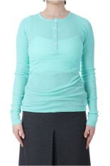 ORGANIC SOFT RIB HENLY NECK P/O - AQUA GREEN (A25SP03OT)