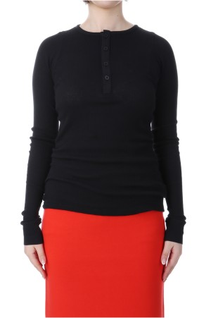 ORGANIC SOFT RIB HENLY NECK P/O - BLACK (A25SP03OT)