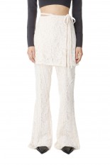 Mole Lace Wrap Slim Flare Pants - WHITE (31242465604)