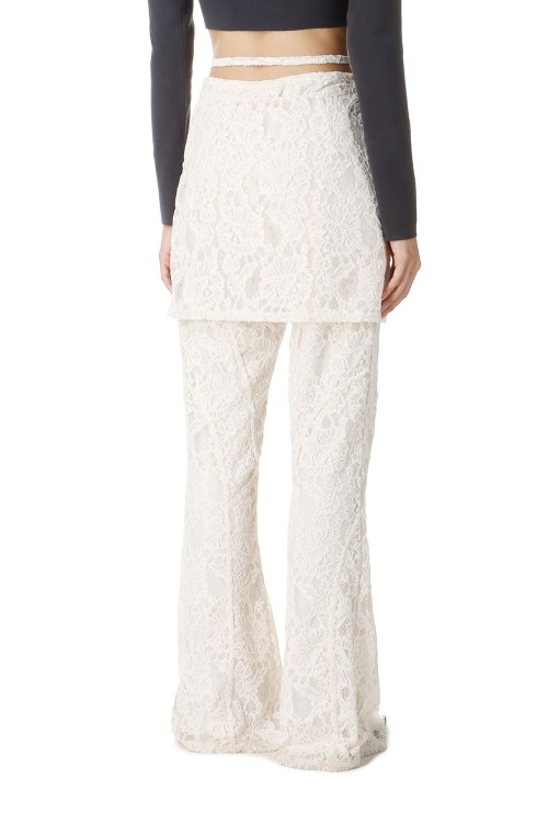 Mole Lace Wrap Slim Flare Pants - WHITE (31242465604