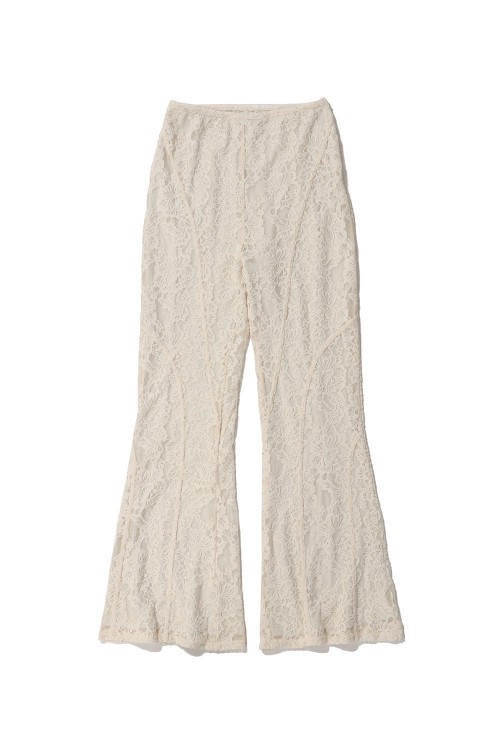 Mole Lace Wrap Slim Flare Pants - WHITE (31242465604