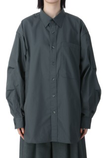 W's TECH REGULAR STRIPE SHIRT L/S - CHARCOAL (BE-81025L)
