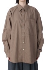 W&#039;s TECH REGULAR STRIPE SHIRT L/S - BEIGE (BE-81025L)
