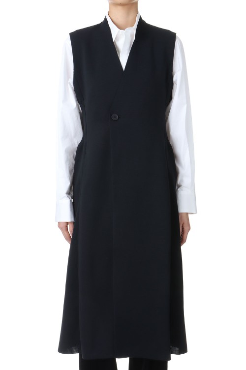 MILAN COLLARLESS LONG VEST - BLACK 2 (CF009KL003) | セレクト