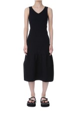 FLUTED V-NECK SLEEVELESS MERMAID DRESS - BLACK 2 (CF009KH071)