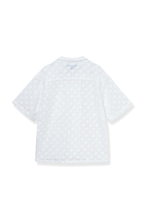 Sparkle Mesh S/S Shirt / White | セレクトショップ
