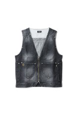 Aged Denim Vest /  / BLACK (312903)