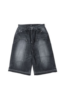 NEWCOMMUNE Aged Baggy Denim Shorts /  / BLACK (3121404)