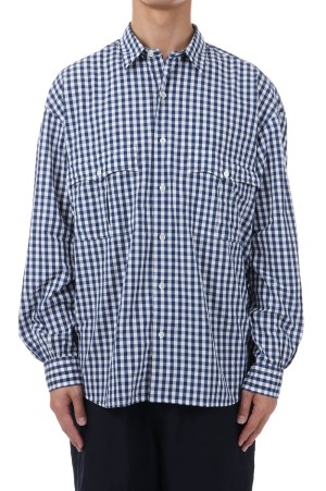 ROLL UP GINGHAM CHECK SHIRT / DARK BLUE (PC-016-3355)