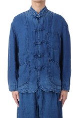INDIGO LINEN CHINESE JACKET / BLUE (PC-021-3314)