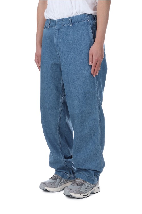 デニム・ジーパン Semi wide indigo denim pants NO.22 WASHED WIDE DENIM PANTS – OBLIGE