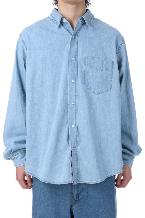 Regular Collar Light Denim Shirt - Indigo Bleach (S25SG087