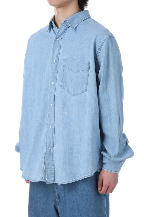 Regular Collar Light Denim Shirt - Indigo Bleach (S25SG087