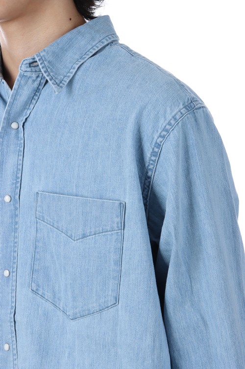 Regular Collar Light Denim Shirt - Indigo Bleach (S25SG087
