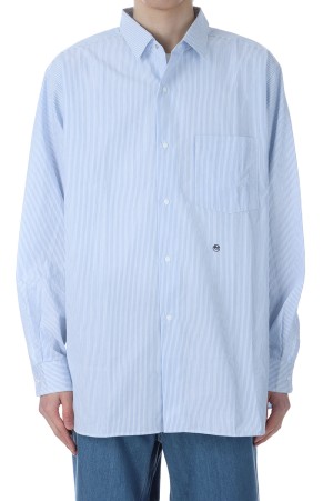 Regular Collar Stripe Wind Shirt - SAX (SUGF362)