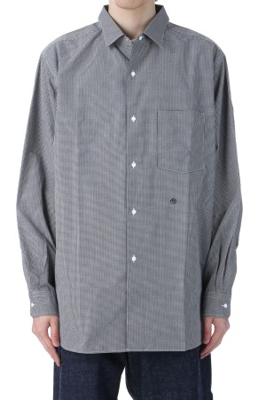 Regular Collar Gingham Check Wind Shirt - Navy (S25SG094)