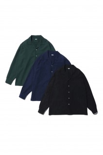 Silk Cotton Open Collar L/S Shirt - NAVY (25SAP-02-03H)