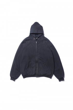 Vintage Zip Sweat Hoodie - BLACK (25SAP-05-09K)