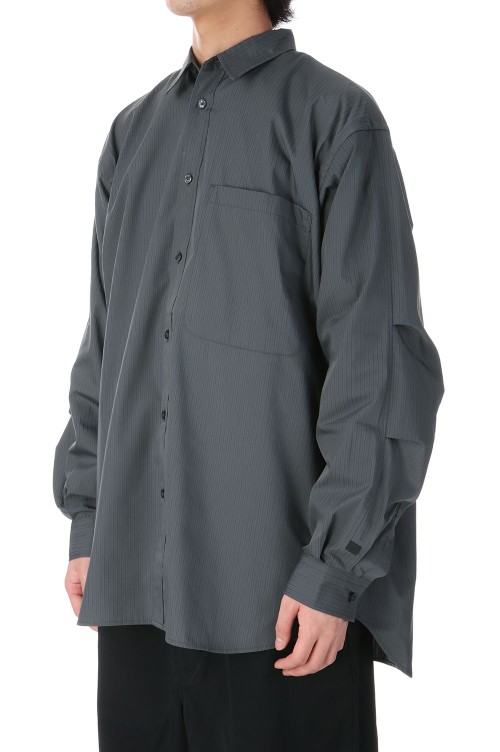TECH REGULAR STRIPE SHIRT L/S - CHARCOAL (BE-81025) | セレクト