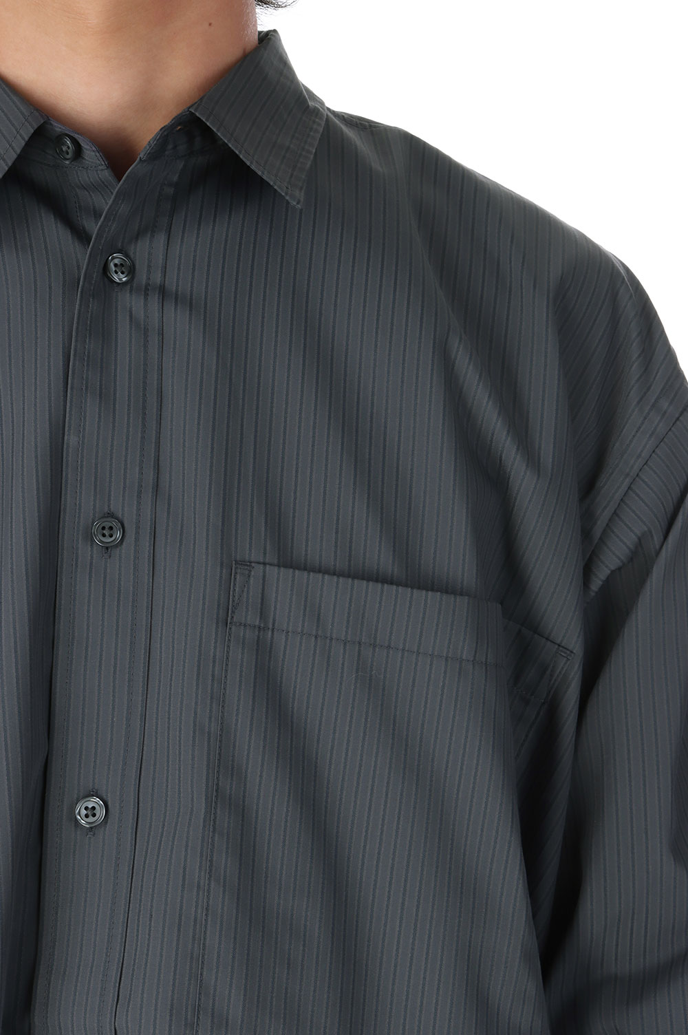 TECH REGULAR STRIPE SHIRT L/S - CHARCOAL (BE-81025