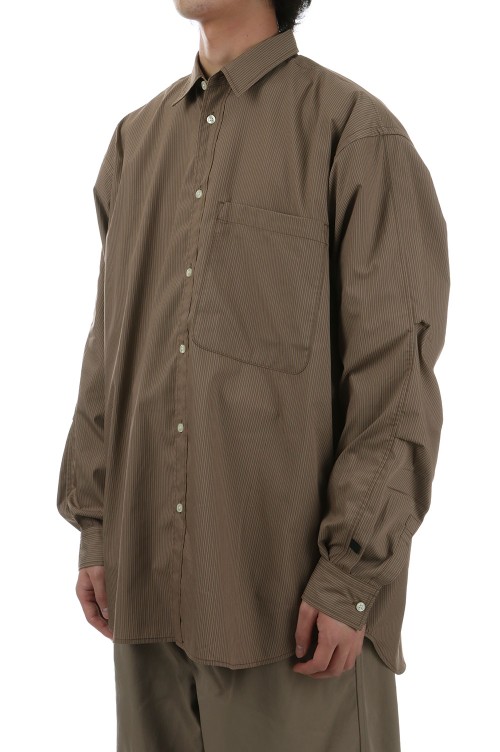 TECH REGULAR STRIPE SHIRT L/S - BEIGE (BE-81025) | セレクト
