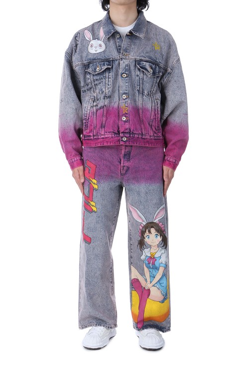 ANIME HAND-PAINTING DENIM PANTS - PINK (25SS06PT296) | セレクト