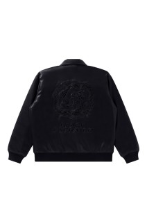 DRAGON SWIRL LOGO FAUX LEATHER JACKET - BLACK (BEPFW24OT18)