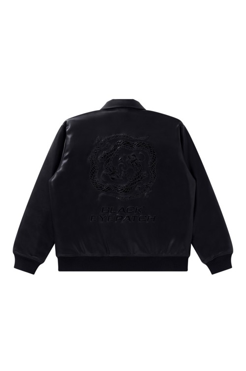 DRAGON SWIRL LOGO FAUX LEATHER JACKET - BLACK (BEPFW24OT18