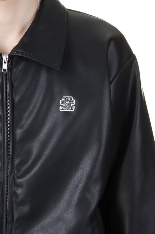 DRAGON SWIRL LOGO FAUX LEATHER JACKET - BLACK (BEPFW24OT18