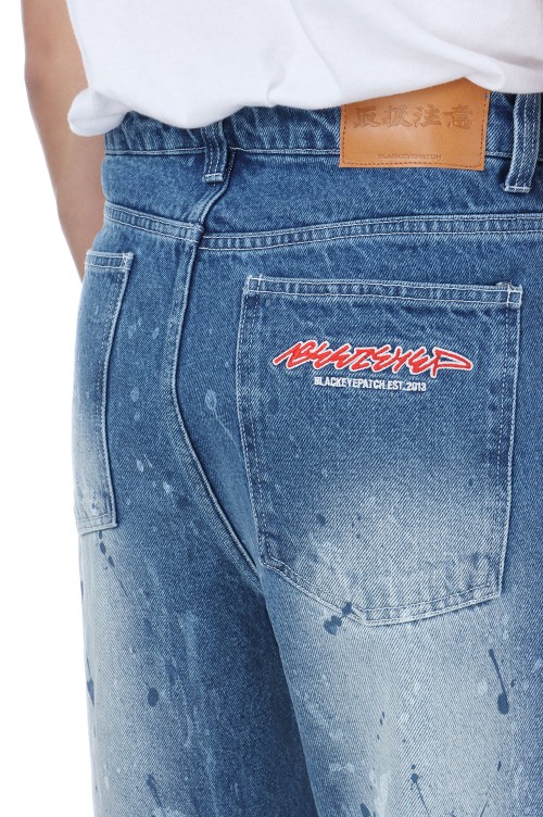 BEEZ-EYE-P SPLATTERED EXTRA BAGGY JEANS - INDIGO (BEPFW24PA21) |  セレクトショップ｜DeepInsideinc.com Store