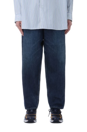 Selvage Denim Two Tuck Tapered Pants - INDIGO_DARK FADE (GU251-40187DB)