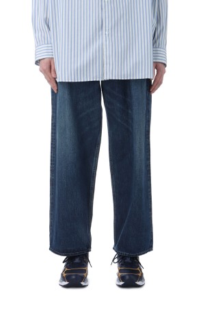 Selvage Denim Two Tuck Pants - INDIGO_DARK FADE (GU251-40188DB)