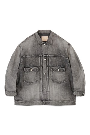 Selvage Denim Jacket - BLACK_LIGHT FADE (GM251-30185LB)