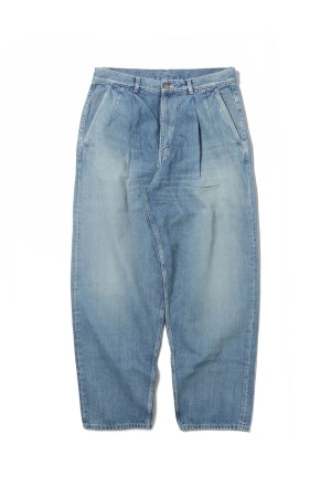 Selvage Denim Two Tuck Tapered Pants - INDIGO_LIGHT FADE (GU251-40187LB)