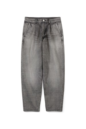 Selvage Denim Two Tuck Tapered Pants - BLACK_LIGHT FADE (GU251-40187LB)