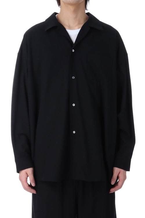 Silk Noil Viscose Sleeping Shirt - BLACK (GM251-50047