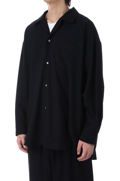 Silk Noil Viscose Sleeping Shirt - BLACK (GM251-50047