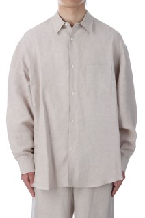 Linen Cupro L/S Oversized Regular Collar Shirt - BEIGE (GU251-50256)