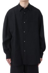 Linen Cupro L/S Oversized Regular Collar Shirt - BLACK (GU251-50256)