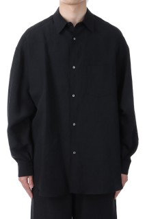 Linen Cupro L/S Oversized Regular Collar Shirt - BLACK (GU251-50256)