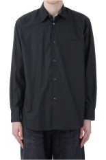 Linen Cupro L/S Oversized Regular Collar Shirt - BLACK