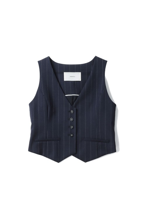 Stripe Compact Vest - INDIGO (12510102) | セレクトショップ