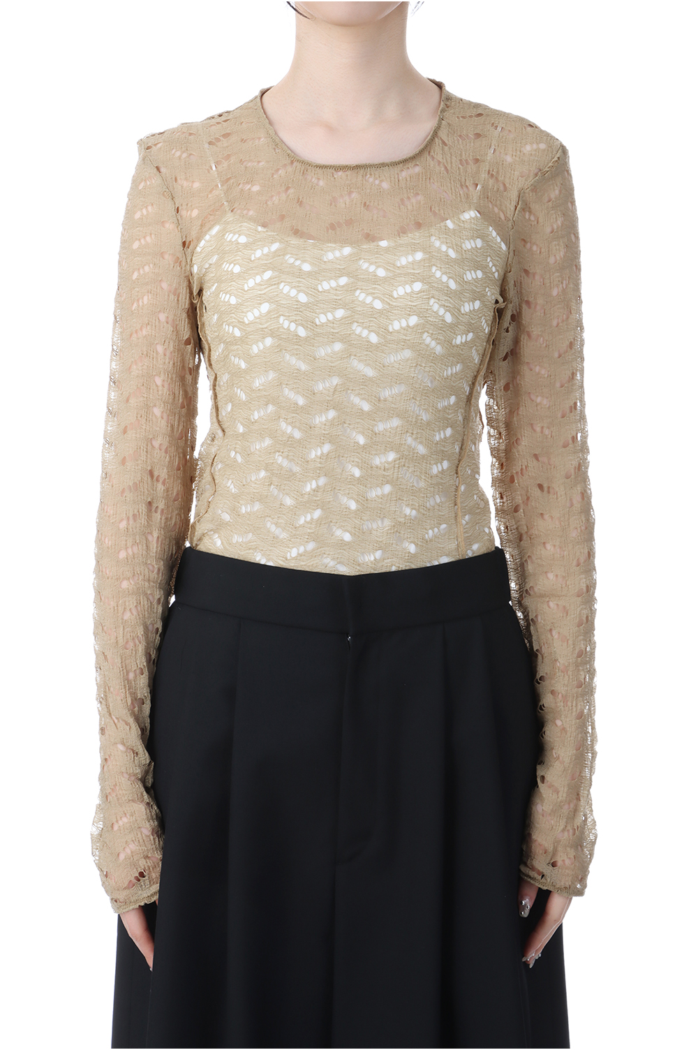 Jacquard Long T-shirts - BEIGE (12510602) | セレクトショップ