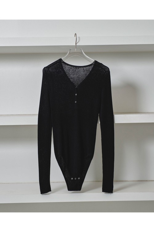 く日はお得♪ Rompers Knit Henleyneck - セレクト | (12510514) BLACK トップス