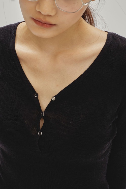 Henleyneck Knit Rompers - BLACK (12510514) | セレクト
